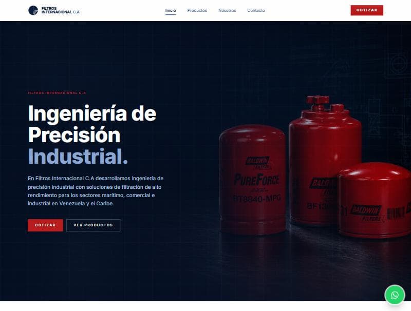Captura del proyecto Filtros Internacional C.A.